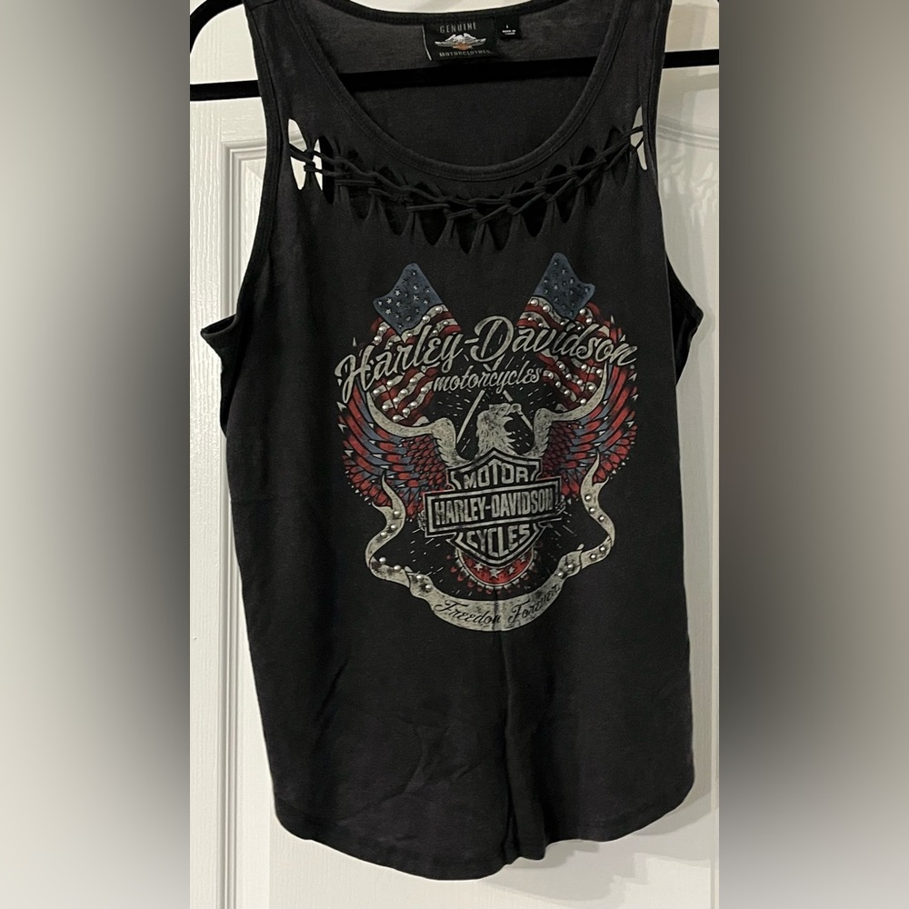 Harley Davidson Women’s Charcoal Harley Davidson Motorcycles Freedom Forever Top